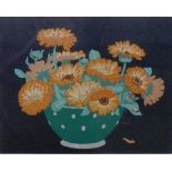 John Hall Thorpe (1874-1947) Marigolds, woodblock print, signed and inscribed, 23cm x 29cm.