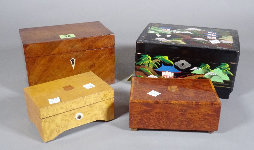 Two small wooden music case boxes,