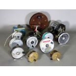 Fishing interest; twelve fishing reels, including a Hardy Sunbeam, a Hardy Viscount and others,