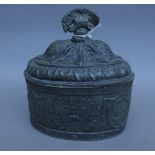 An 18th century pewter tobacco box and cover, possibly Leeds,