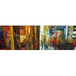 Paul Butler (b.1947), 'Day': Triptych, oil on board, each 92cm x 92cm.