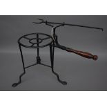 A rare late 18th century wrought iron toasting trivet,