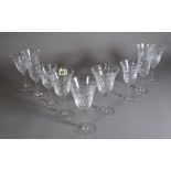 A part suite of Royal Briely cut and etched glasses decorated with flowers, (qty).