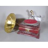 A 78 gramophone with brass horn.