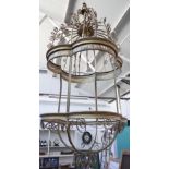 A gilt bronze and metal mounted lantern of large proportions, modern,