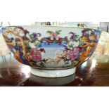 A 19th century Chinese porcelain bowl decorated with figures in landscapes, 30cm wide.