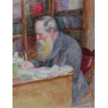 Isobel Baynes Badcock (1863-1939), A gentleman writing at a desk, watercolour,