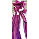 Curtains; a pair of purple velvet lined curtains,