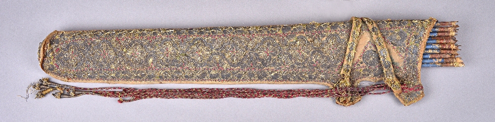 A Persian embroidered cloth quiver, early 19th century,