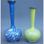 A modern Korean enamel on silver bottleneck vase, blue ground, foliate design,