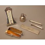 Silver and silver mounted wares, comprising; a travelling comb with engine turned decoration,