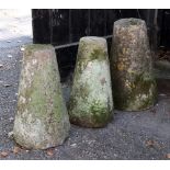 Three antique Staddle Stones, 57cm, 56cm