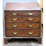 A George III mahogany bureau, with later