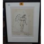 Stephen Farthing (contemporary), Nine line female nude, pen and ink, signed and dated 2010,