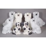 Four pairs of Staffordshire dogs, the largest 32cm high, (8).