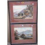 A group of eight watercolours and drawings of landscape views,