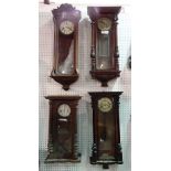 A group of four 19th/20th century Vienna rectangular type wall clocks, (4).