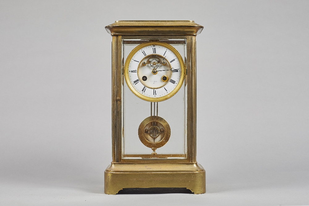A French gilt-brass four glass mantel clock Retailed by Henri Marc, Paris,