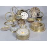 Horological interest, including; a group of mainly 20th century brass port hole style clock cases,