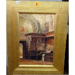 E. J. Wayley (19th century), Church interior, watercolour, signed, 33.5cm x 21cm.