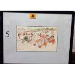 David Hemmings (1941-2003), Old Blades, pen, ink and crayon, signed and dated '95, 12cm x 20cm.