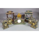 A group of 20th century chinoiserie decorated mantel clock cases, (qty).