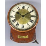 A Victorian and later mahogany wall timepiece, with fusee movement, 11" dial, 46cm high,