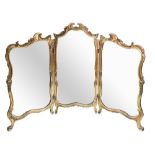 A French giltwood frame triptych mirror, late 19th/early 20th century, in mid 18th century style,