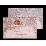 Great Britain; Queen Victoria 1d Mulready envelope, used and 2d letter sheet unused,