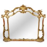 A mid 18th century style overmantel mirror, 19th century, with divided plates,