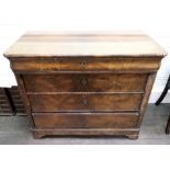 A Biedermeier walnut commode,