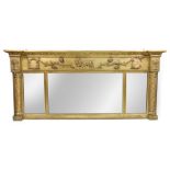 A late Regency triple plate overmantel mirror,