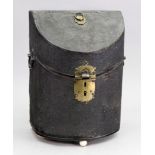 A George III black shagreen covered knife box, of demi lune shape,