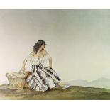 William Russell Flint (Scottish, 1880-1969), A seated woman with a basket,