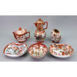 A group of Japanese Kutani wares, Meiji period, typical decoration and colours,