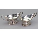 A pair of George III oval silver salt cellars, Charles Hougham, London 1790,