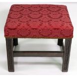 A George III mahogany dressing stool, with rectangular stuff over seat,