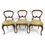 A set of six Victorian rosewood balloon back dining chairs, circa 1860,