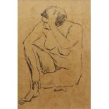 Horace Ascher Brodzky (Australian, 1885-1969), Seated Nude,