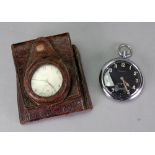 Leonidas; a chromium cased pocket watch, with military markings G.S.T.