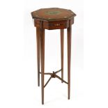 An Edwardian 'Sheraton Revival' satinwood and polychrome painted octagonal table,