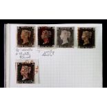 Great Britain; 1840 Queen Victoria 1d, used selection of five copies, stated to be plate 1A,