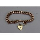 A rose gold curb link bracelet, stamped 9C,