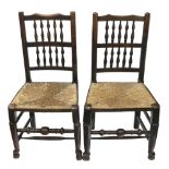 A harlequin set of eight Lancashire ash and elm spindle back dining chairs, 19th century,