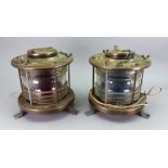 A pair of brass circular cased port and starboard lights, by N.V. Industrial Rotterdam, No.