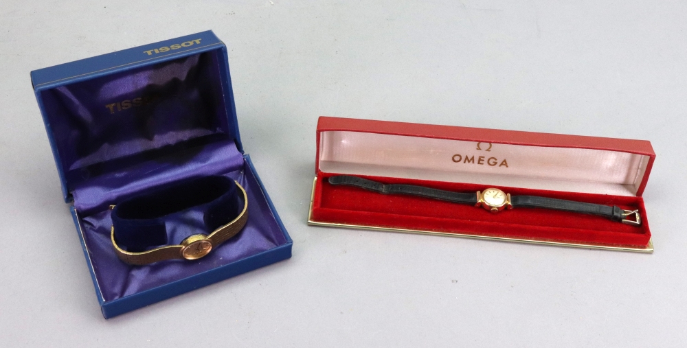 Omega; a lady's gold plated and stainless steel wristwatch, - Image 2 of 2