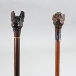 A novelty faux rosewood walking cane, late 19th/early 20th century,