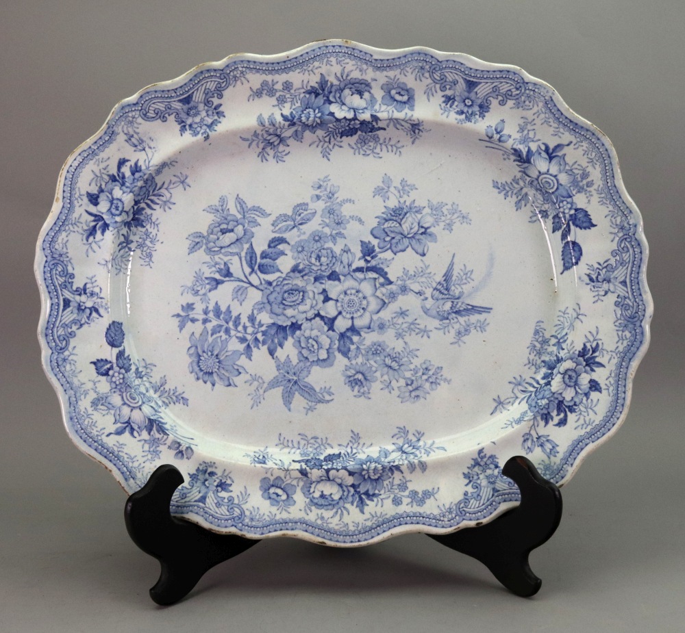 A Spode Castle pattern meat plate, early 19th century, transfer printed in blue, 51. - Image 4 of 4