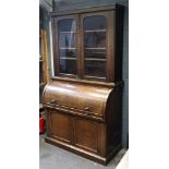 A Victorian light oak cylinder front bureau, circa 1860,