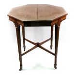 An Edwardian satinwood tulipwood crossbanded boxwood and ebony strung centre table,